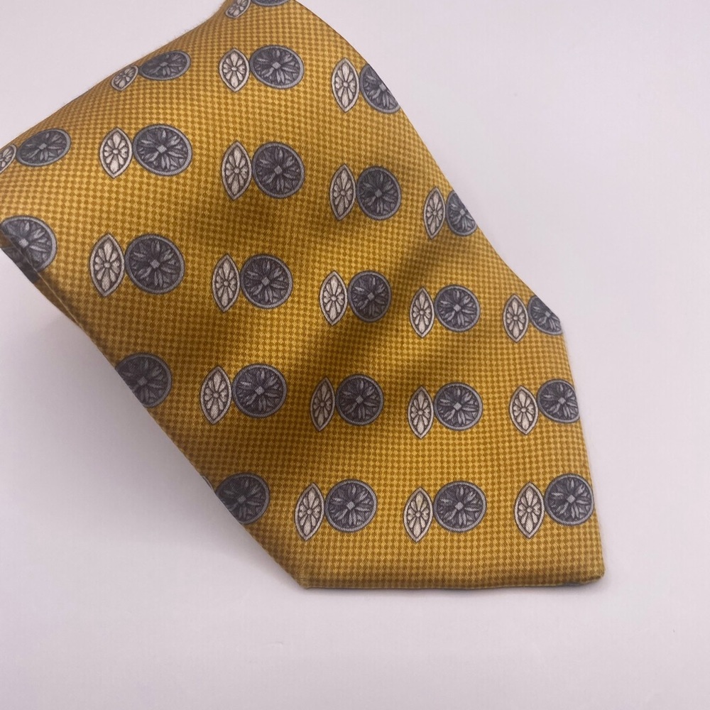 Dormeuil Yellow Patterned Mens Printed Tie